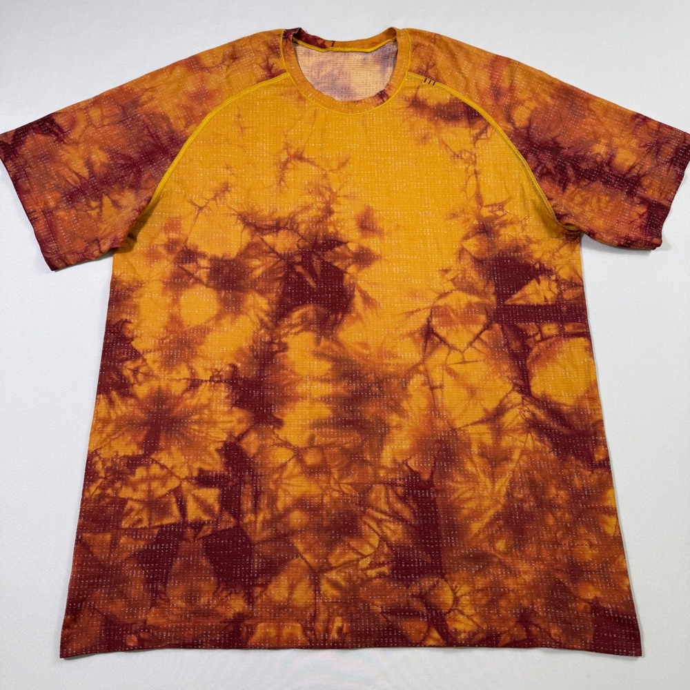 Lululemon Metal Vent Tech Shirt Mens XXL Orange Tie Dye Short Sleeve Training